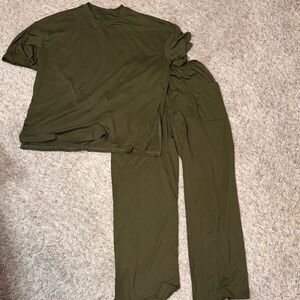 Casual Olive Green Lounge Set